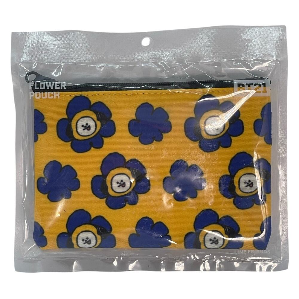 BTS Army Yellow Floral Zip Mini Wallet Coin Pouch KPop Women's NWT